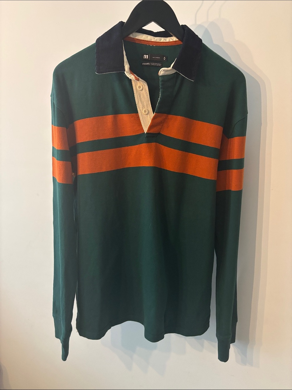 Le 31 by Simons M Green Orange Rugby Polo Long Sleeve